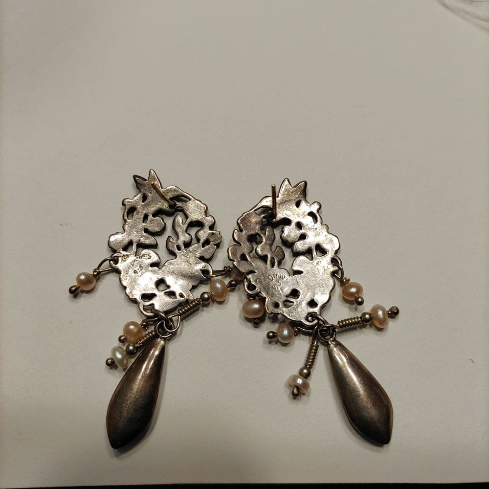 BEAUTIFUL "FAWN DREAMS" STERLING SILVER DANGLE EARRINGS